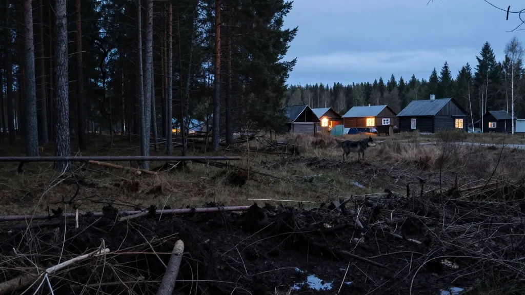 Illustration for: Wolves Invade Finnish Villages After Google Clears Forest for AI