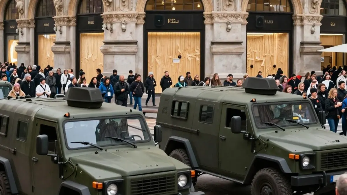 Soldiers guard center of Milan as thousands of protesters march in cities across Europe